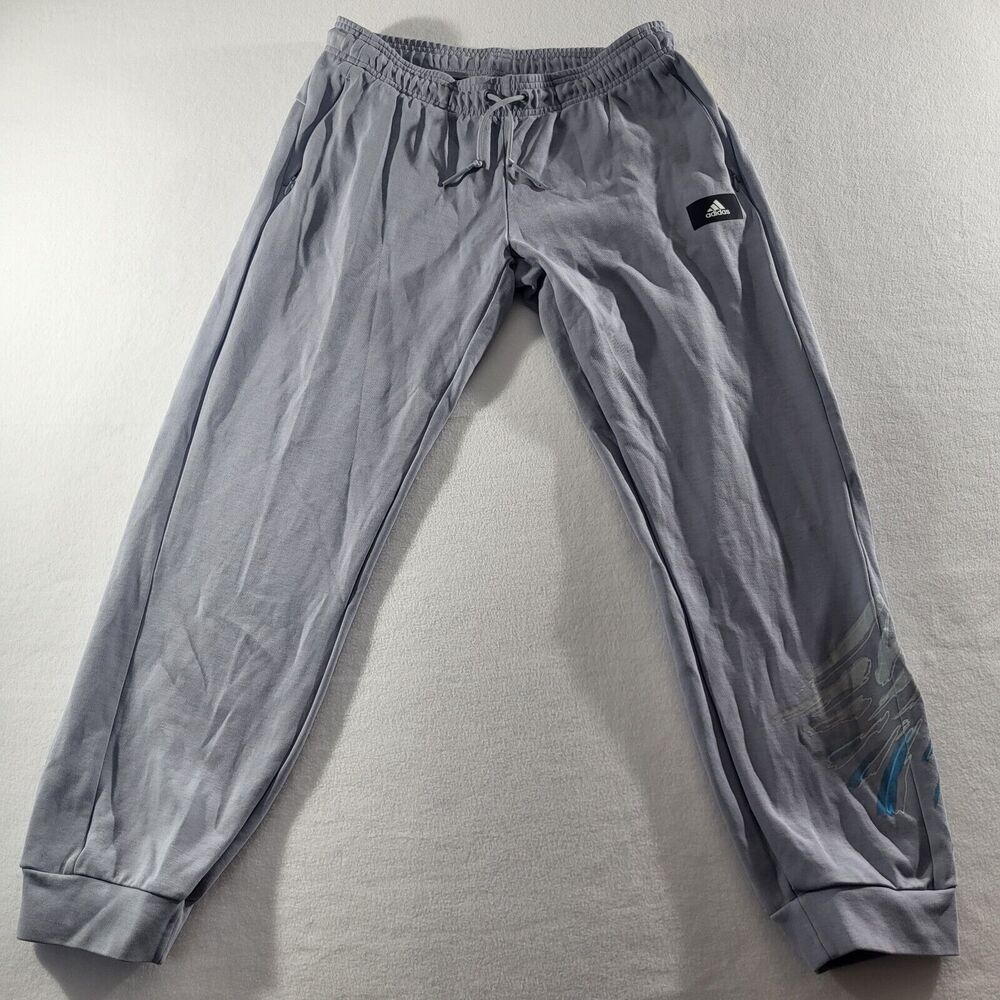 Adidas Fleece Tapered Leg SweatPants Unisex Sz MediumLight Grey Joggers